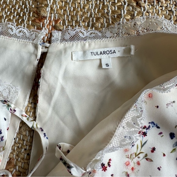 Tularosa Satin Floral Cream Mini Dress - Picture 5 of 11